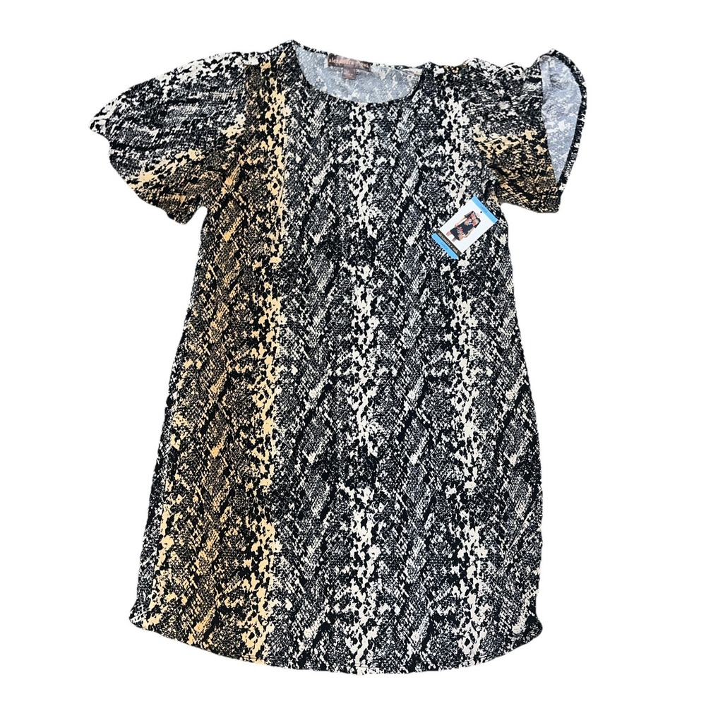 ALEXANDRA +‎ OAK Women's Snakeskin Dress Size Large L Short Sleeve